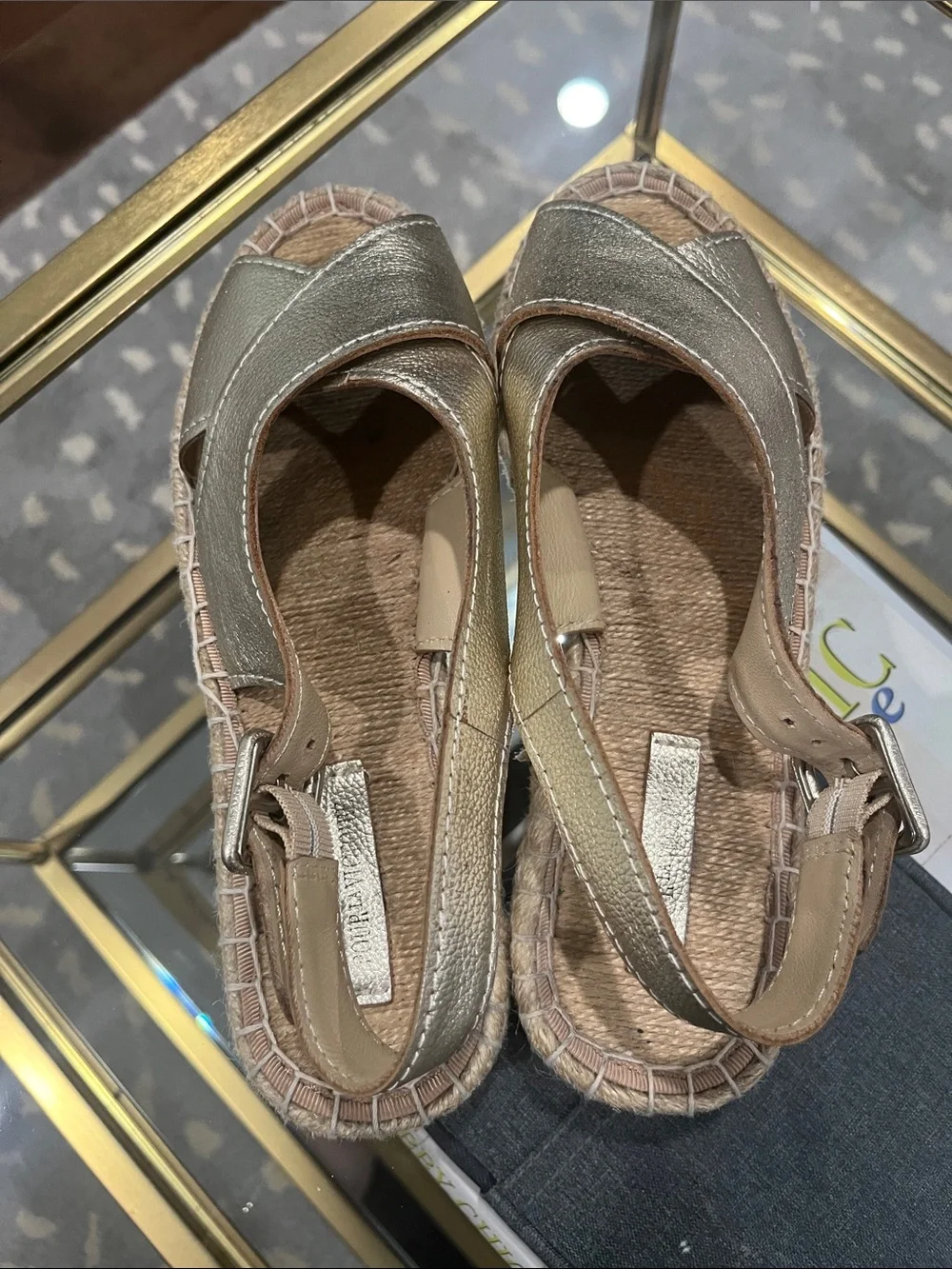 Pour La Victoire Metallic Gold Women's Slingback Espadrille Sandals